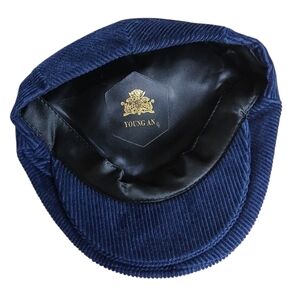Young An Size Medium Navy Blue Front Snap Corduroy Hat